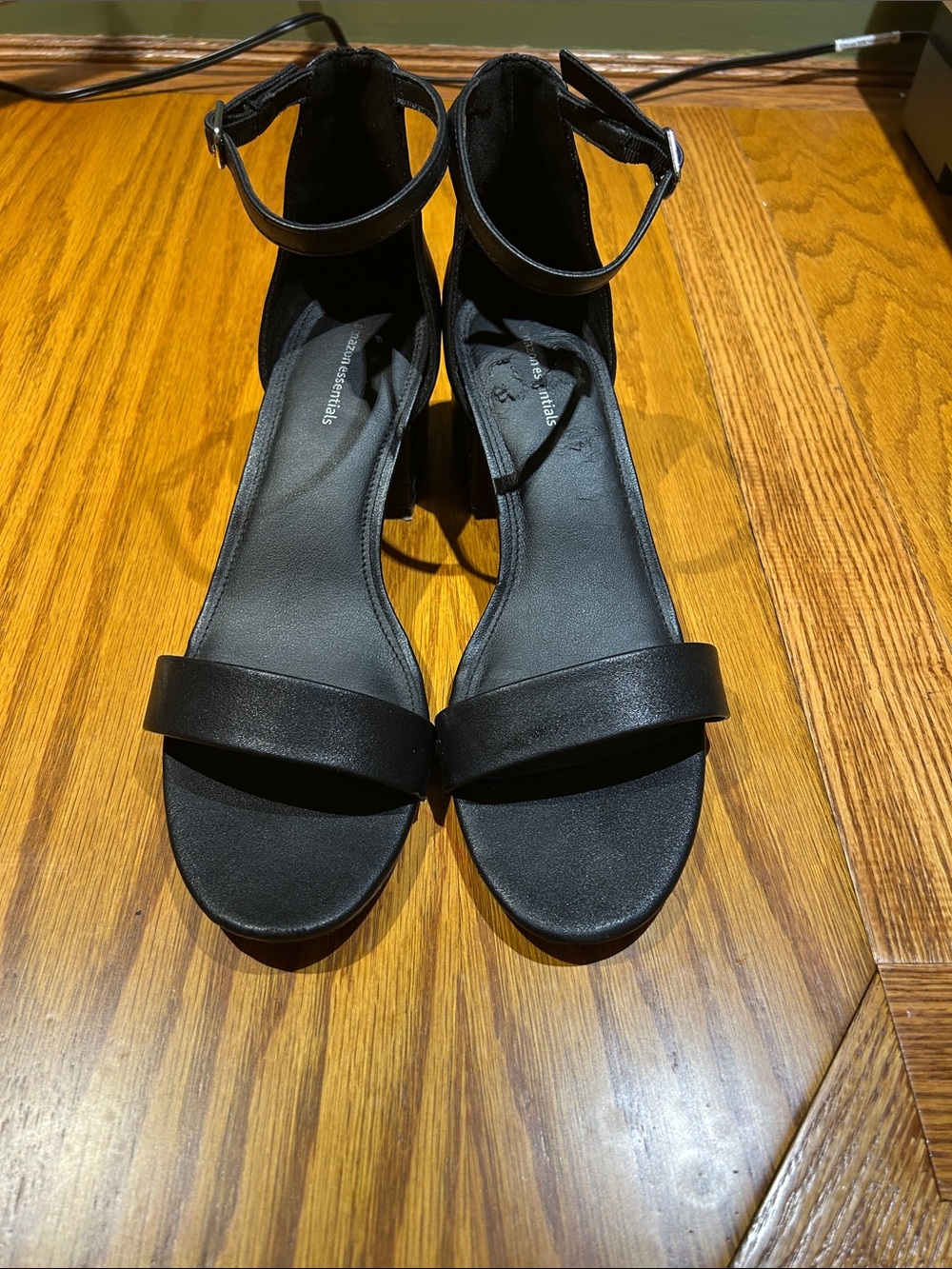Amazon Essentials Black Ankle-Strap Block Heels